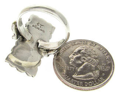 Turquoise Southwestern Genuine Sterling Silver Ring Size 5-1/4 OS59407